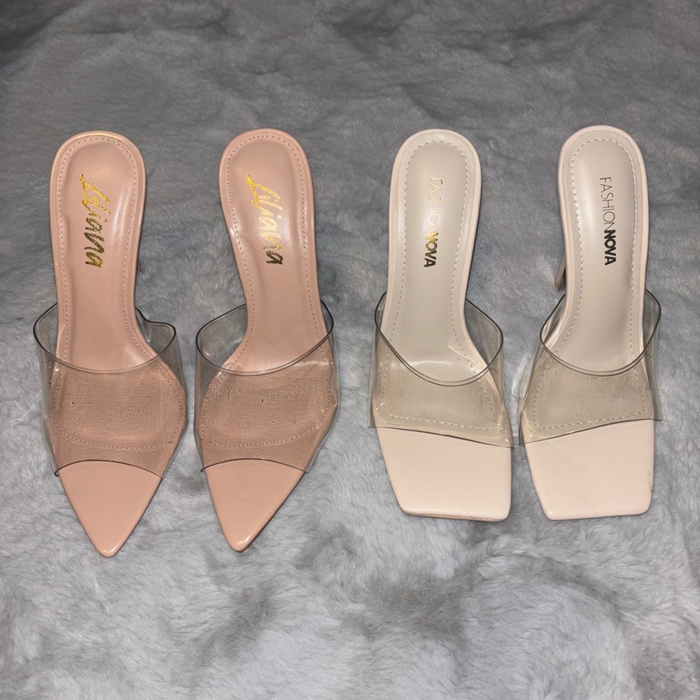 Fashion Nova High Heel Mules - Beige and Tan colors Bundle